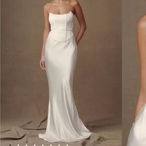 Meshki Satin Strapless Maxi Dress - Ivory, Harlow dress, size small, new w/ tags